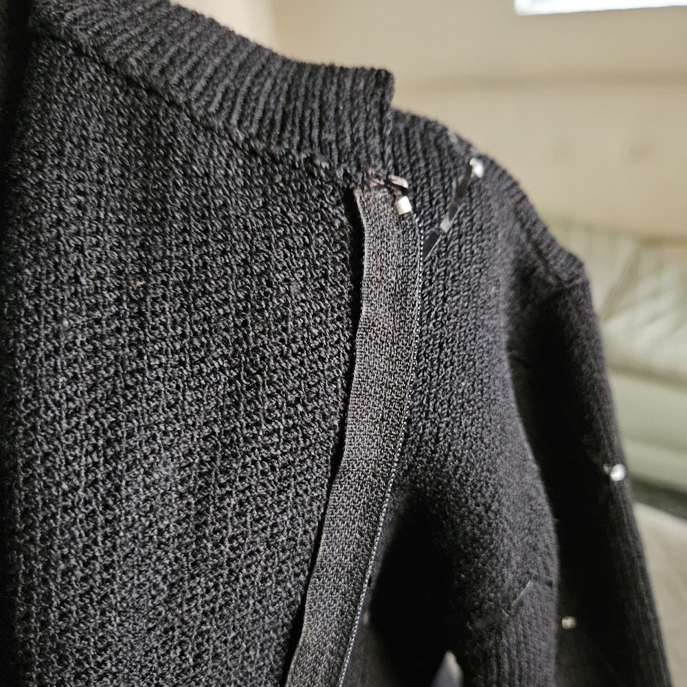 *St. John* Black Knitting Dress with Silver Accents - Picture 11 of 14